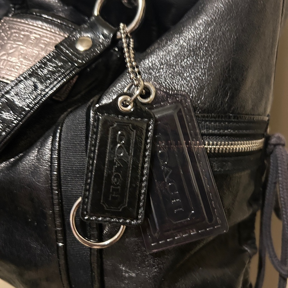 Coach Poppy Black Leather Shoulder Bag - Picture 3 of 11
